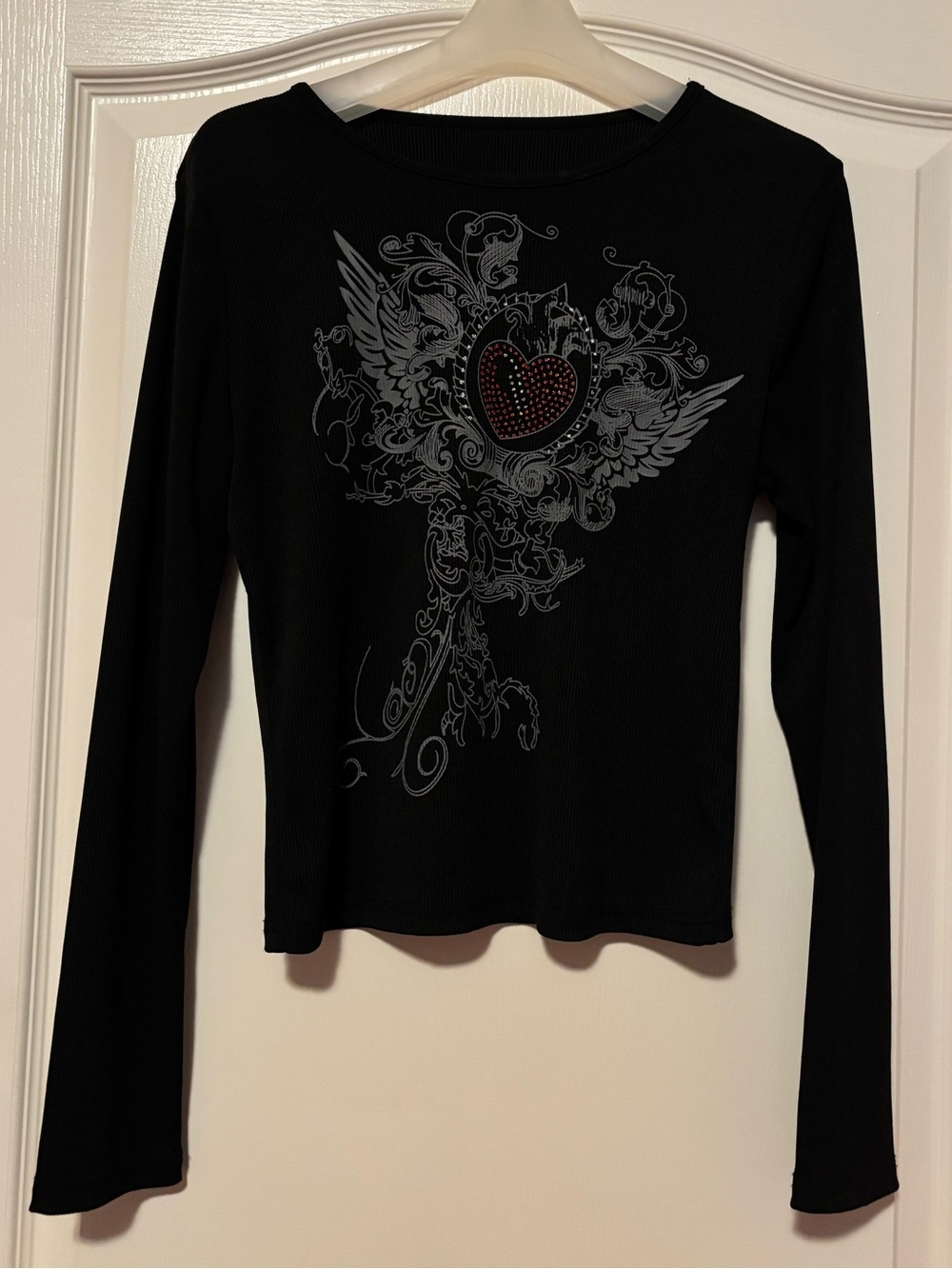 ❌SOLD—DO NOT BUY❌ Gothic Y2K Punk Glitter Heart Long Sleeve